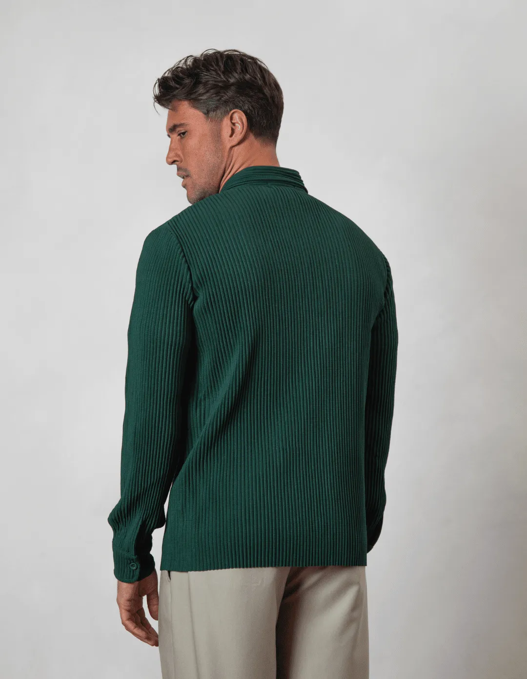 Dark Green Pleated Overshirt