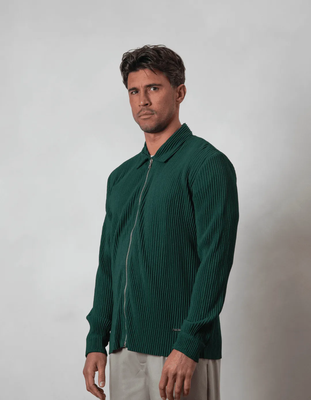 Dark Green Pleated Overshirt