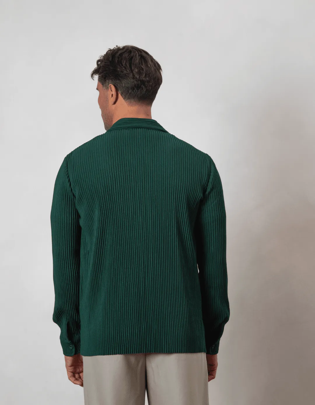 Dark Green Pleated Overshirt