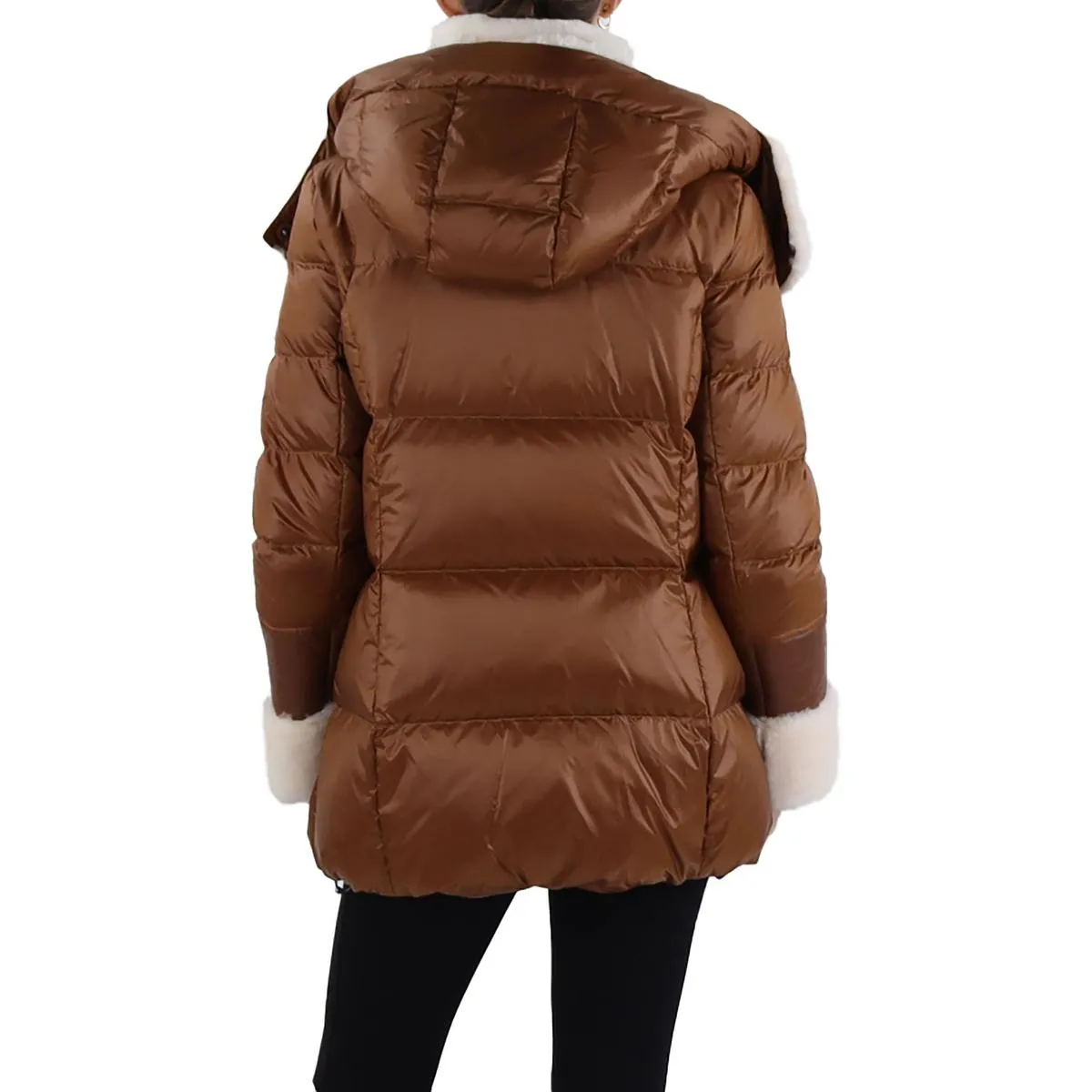 Dawn Levy Womens Aspen Shearling Trim Down Puffer Jacket