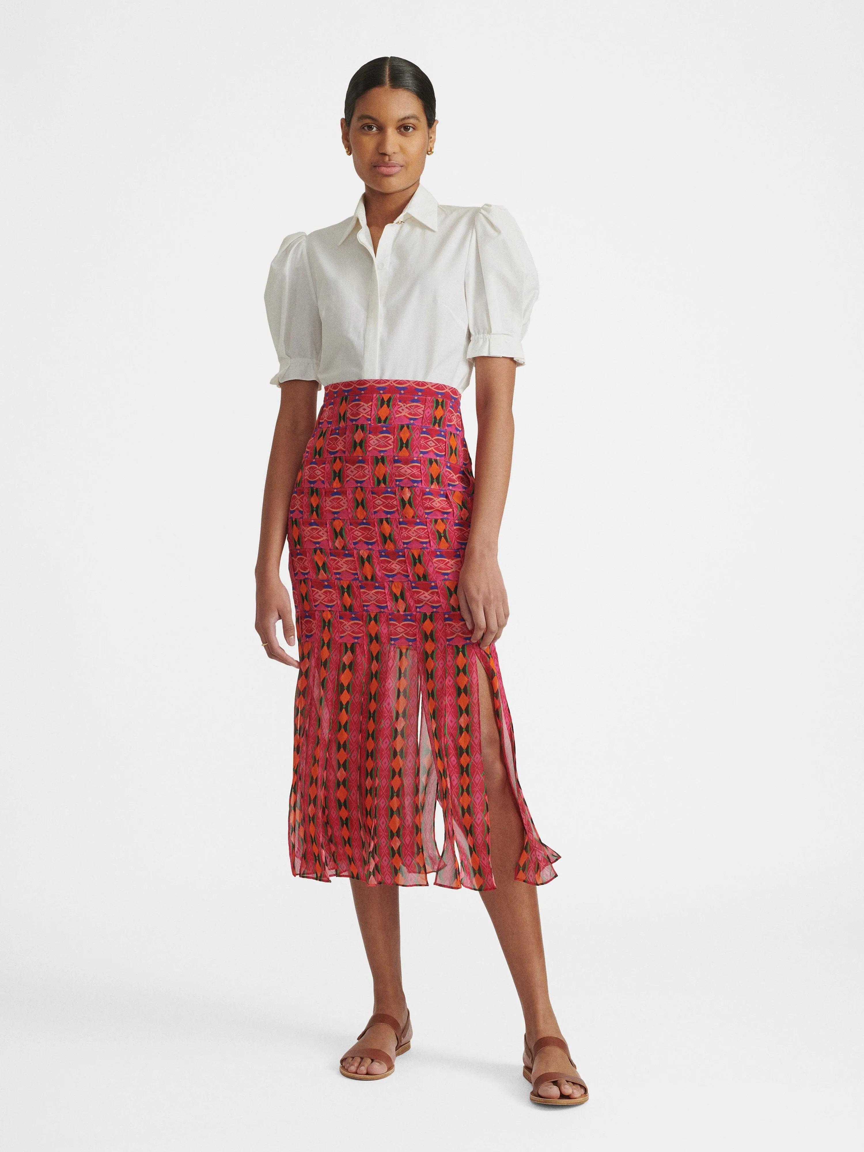 Diana Basketweave Skirt in Stripe print