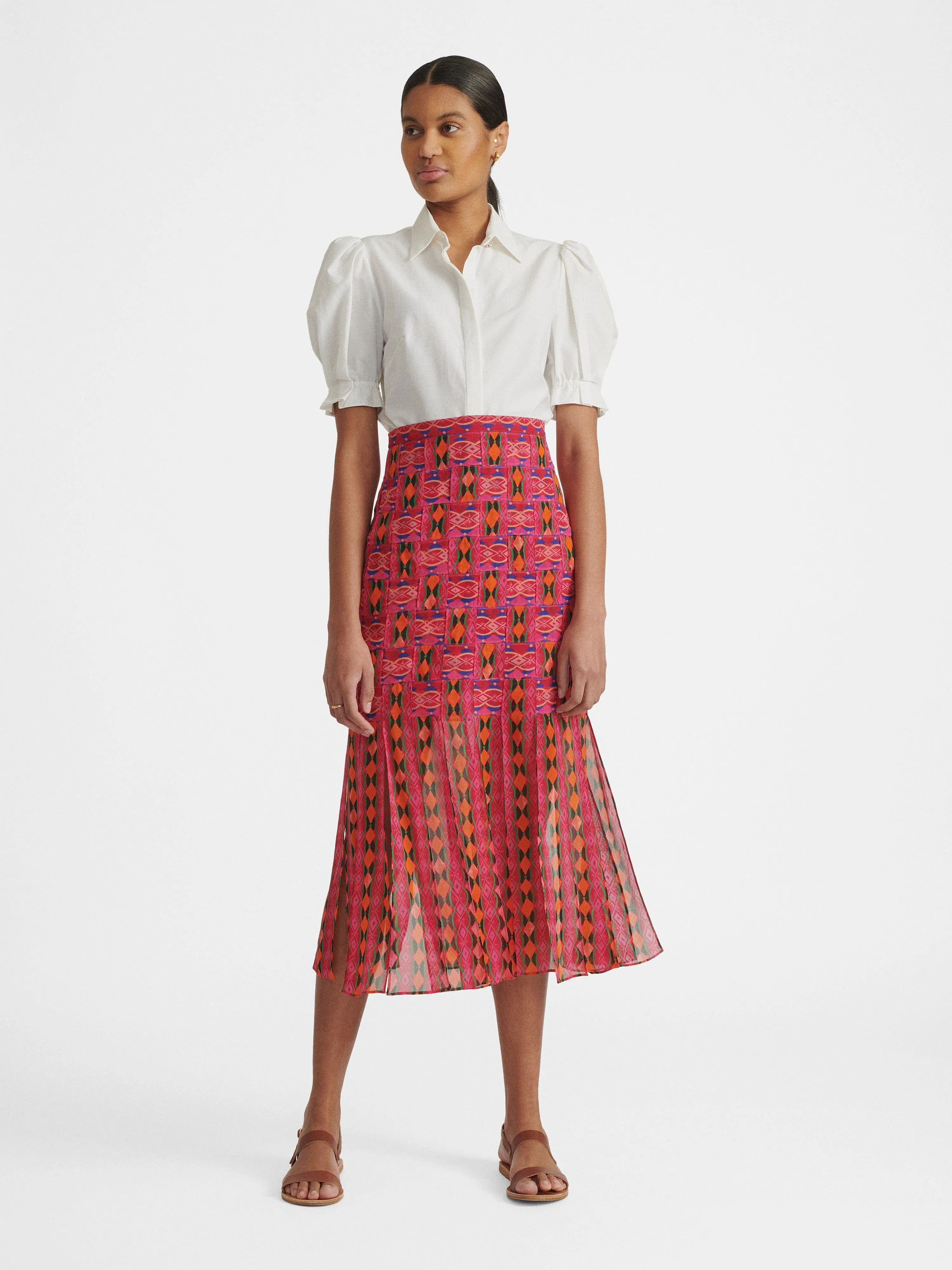 Diana Basketweave Skirt in Stripe print