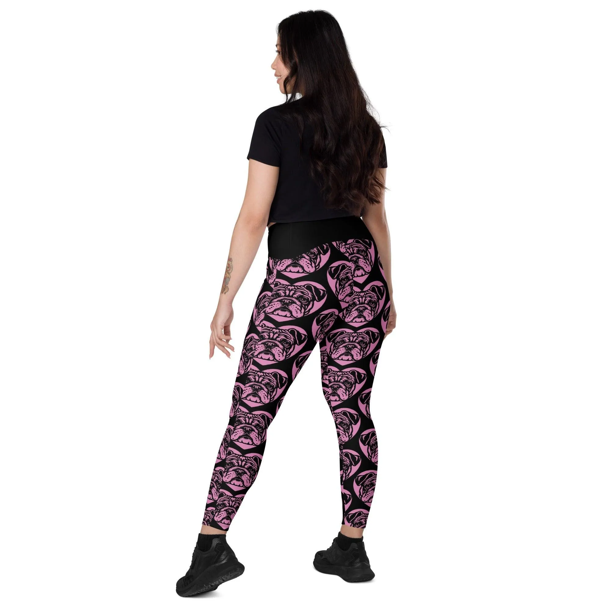 DOG BREED LEGGINGS with pockets - BULLDOG CONTINENTAL - HERTTAHOUND - pink