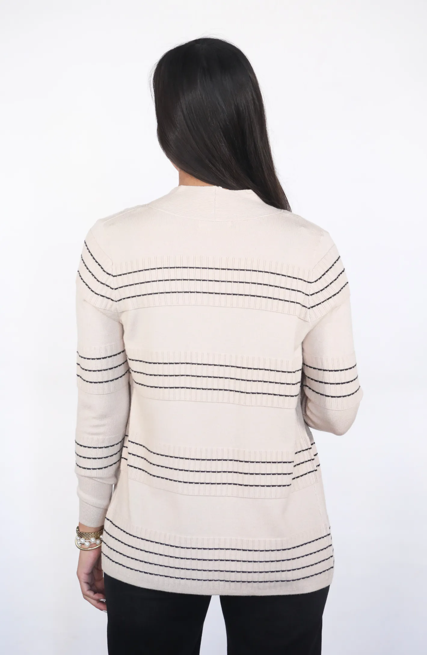 Doing Just Fine Oatmeal Striped Cardigan