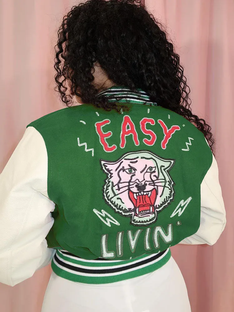 Easy Living Cropped Varsity Jacket