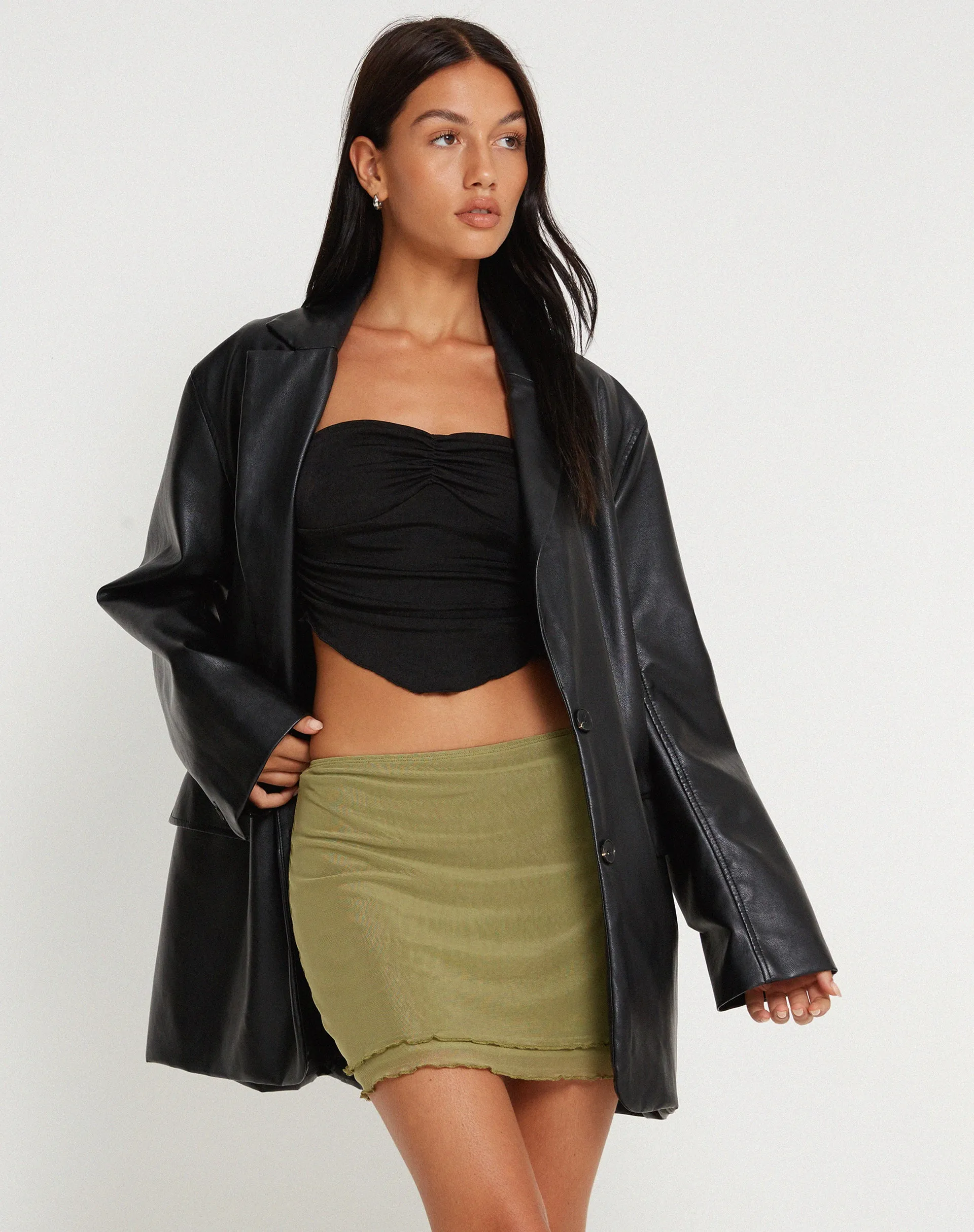 Eldon Mini Skirt in Olive Mesh