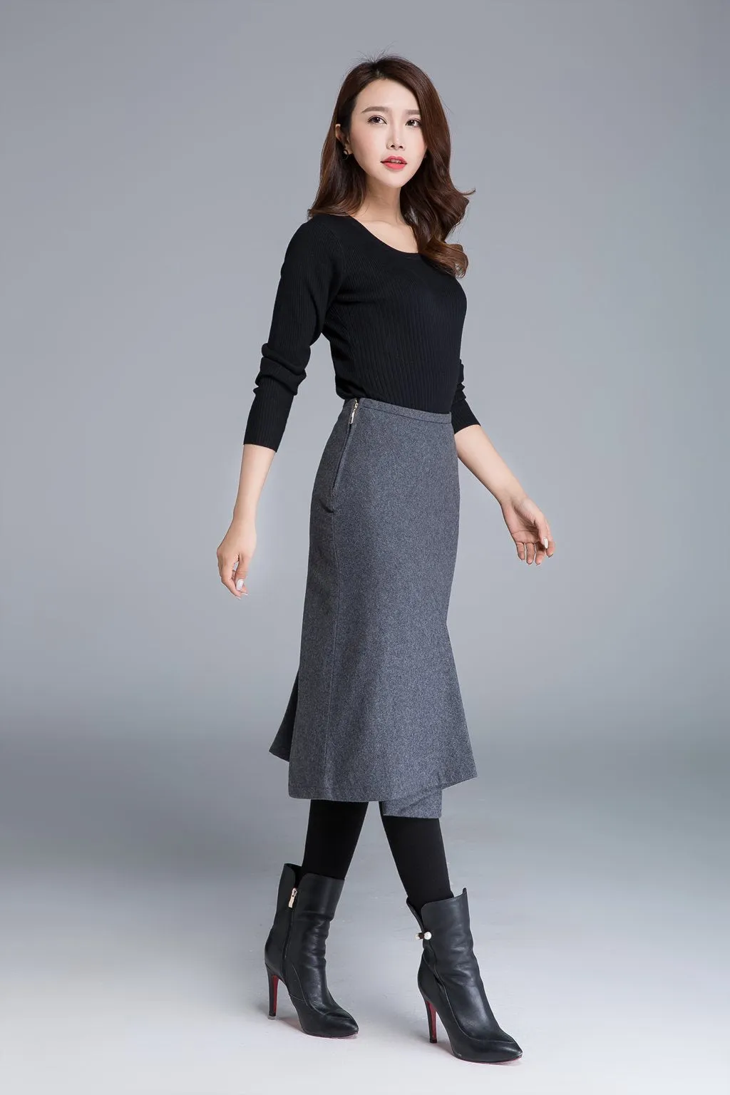 elegant wool pencil skirt 1680#