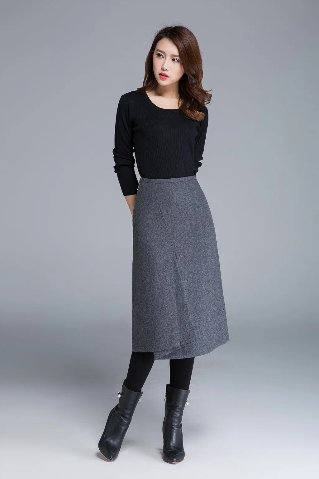 elegant wool pencil skirt 1680#