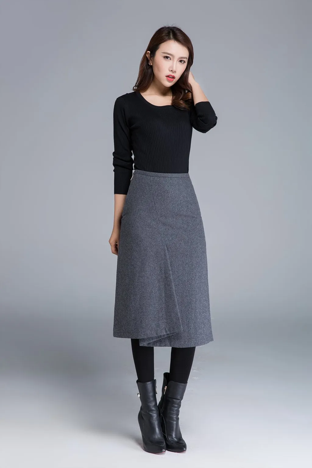 elegant wool pencil skirt 1680#