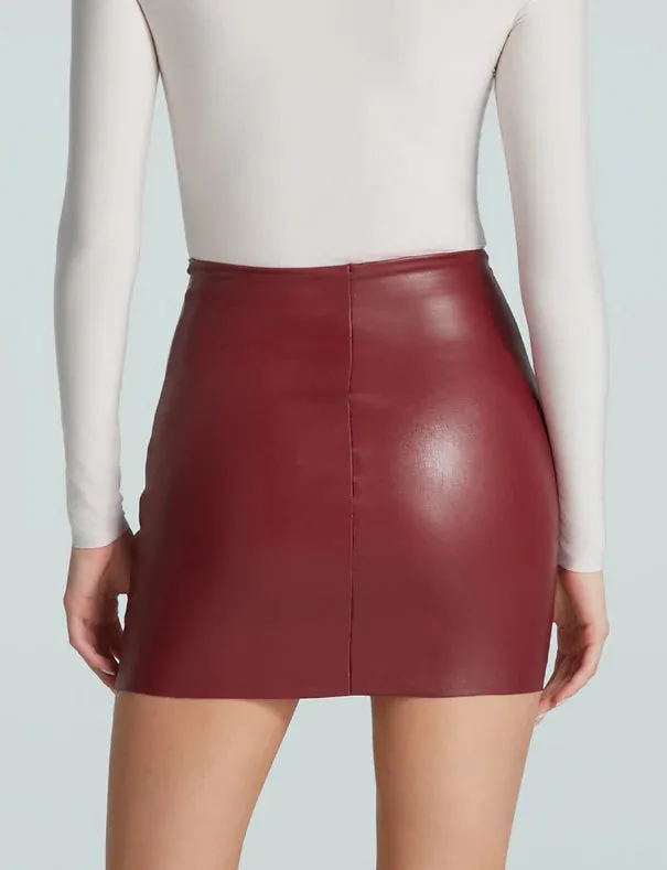 Faux Leather Micro Mini Skirt Garnet