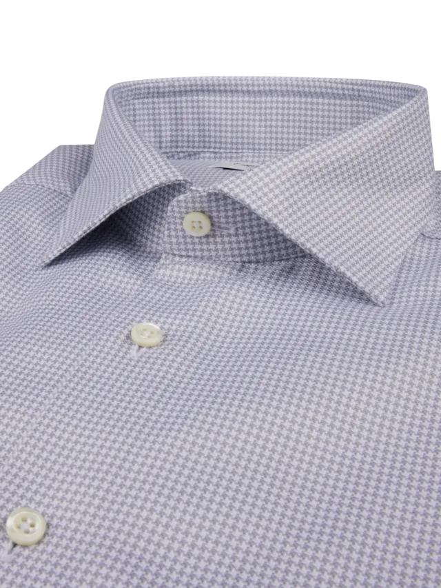 Fitted Body Grey Houndstooth Oxford Shirt 602751 8617 303