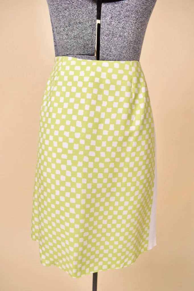 Green Checkered Silk Skirt By Versace, S/M