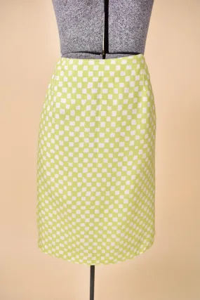 Green Checkered Silk Skirt By Versace, S/M