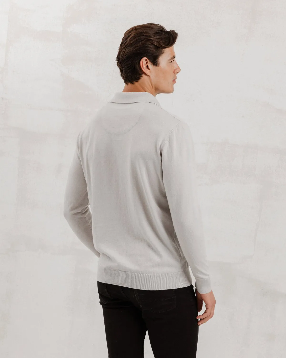 Grey Knit Polo with Times March Accents