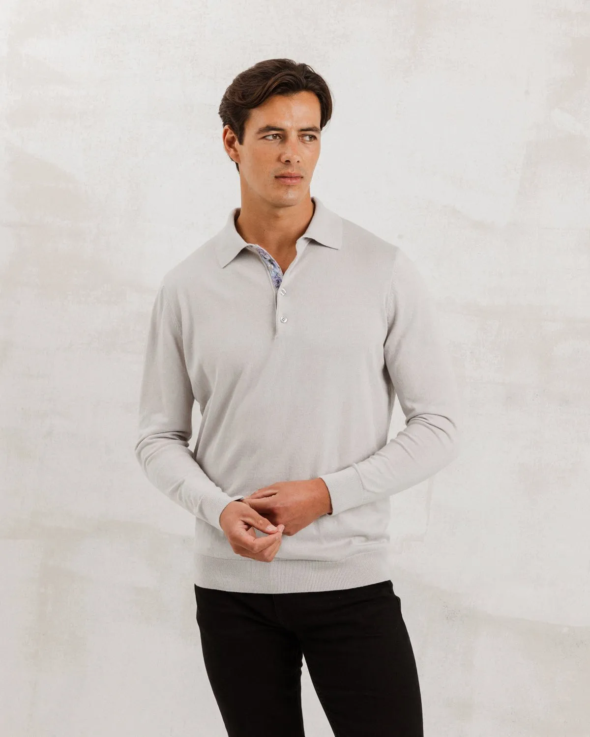 Grey Knit Polo with Times March Accents