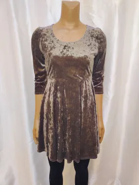 Grey Velvet Half Sleeve Mini Dress