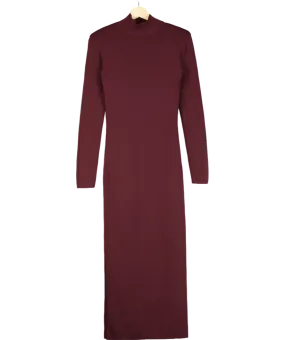 H&M Red Ribbed Knit Maxi Dress Wine Colour UK XS