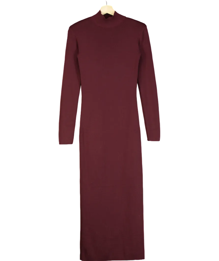 H&M Red Ribbed Knit Maxi Dress Wine Colour UK XS