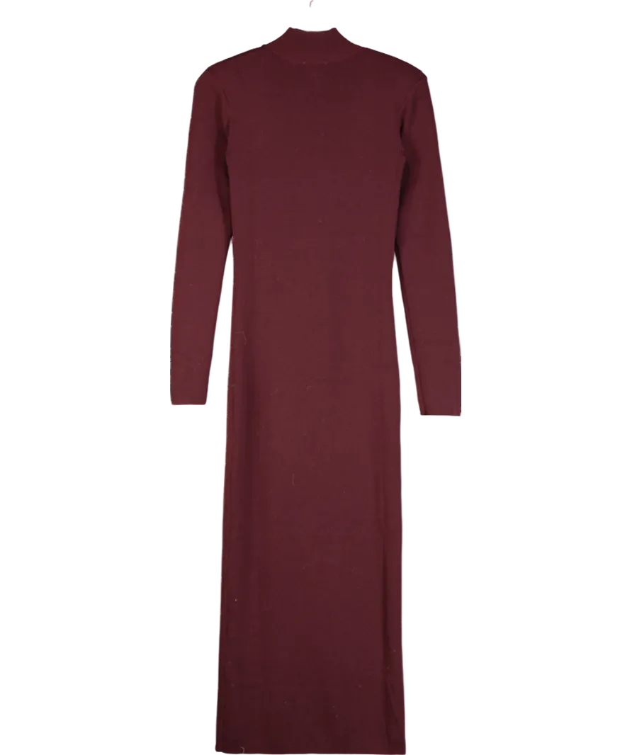 H&M Red Ribbed Knit Maxi Dress Wine Colour UK XS