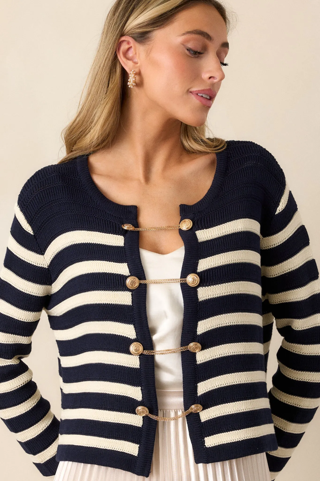 Harborside Hideaway Navy & White Stripe Cardigan