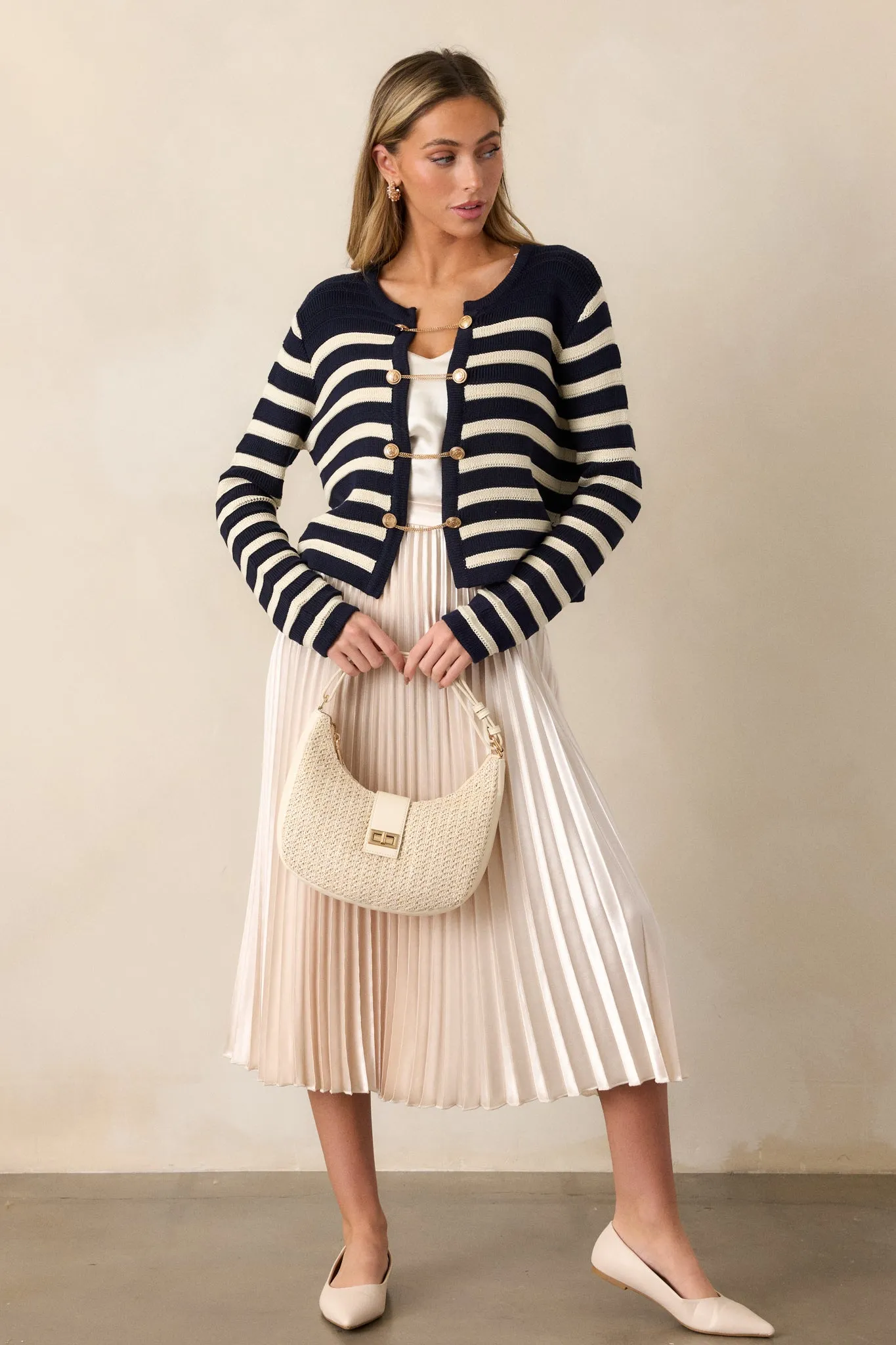 Harborside Hideaway Navy & White Stripe Cardigan