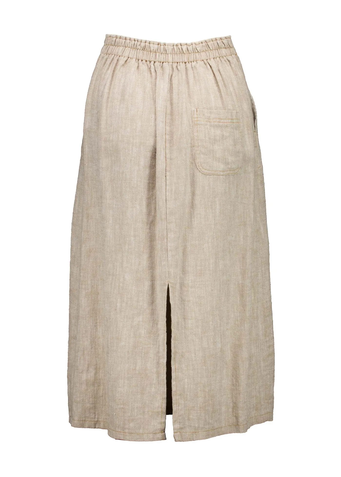 Hepburn Panorama Skirt Beige in Herringbone Linen