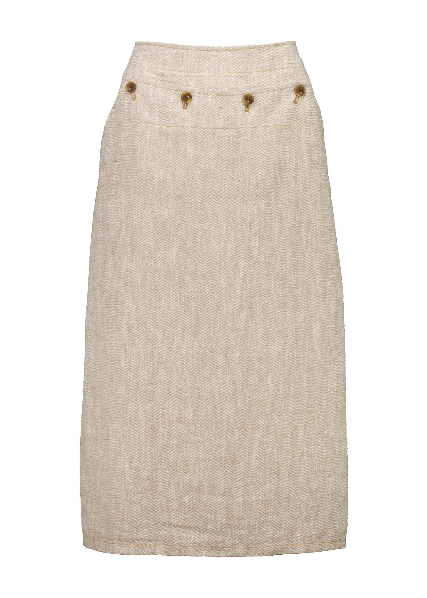 Hepburn Panorama Skirt Beige in Herringbone Linen