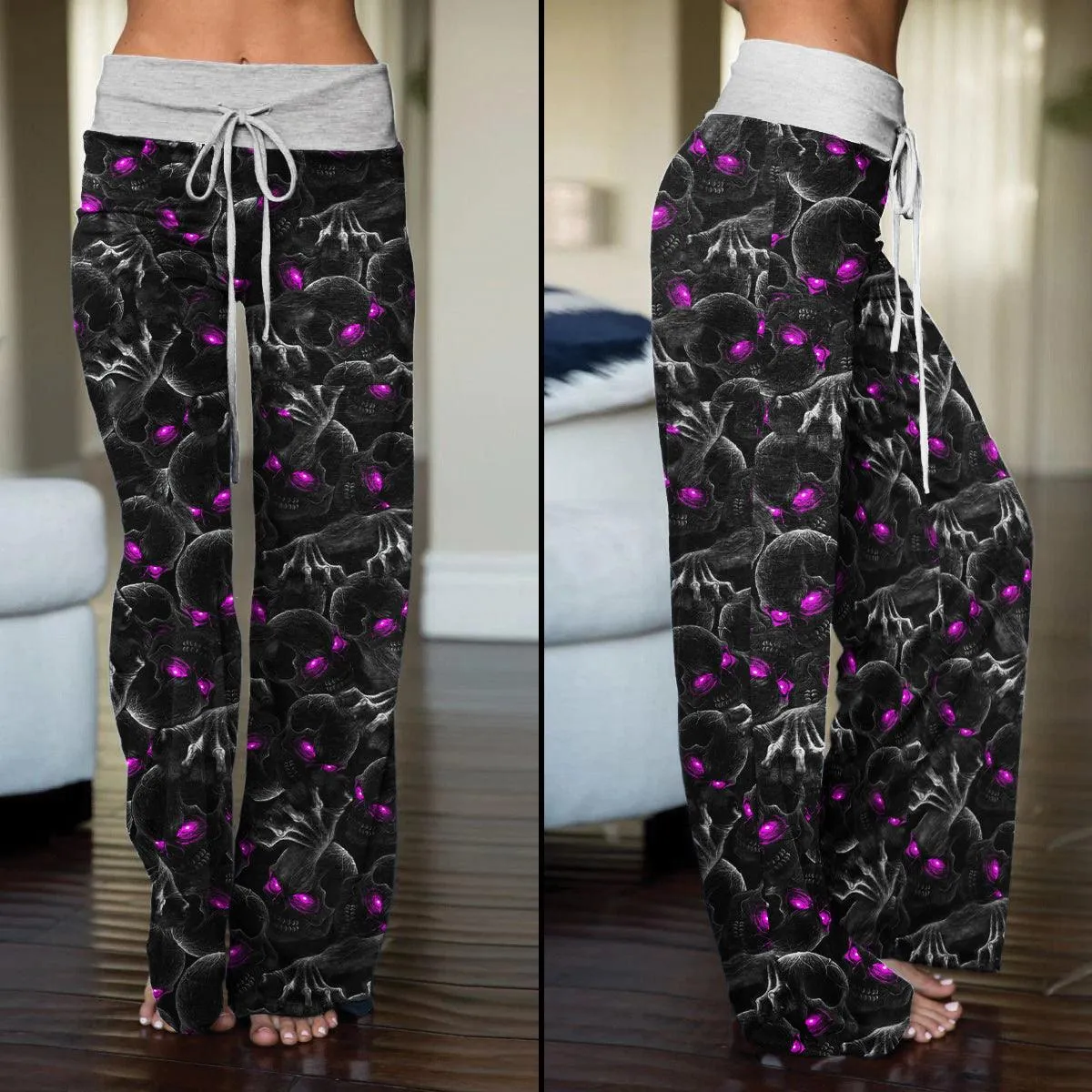 Horror in Hell Skull Abtract 3D High-waisted Wide Leg Pants