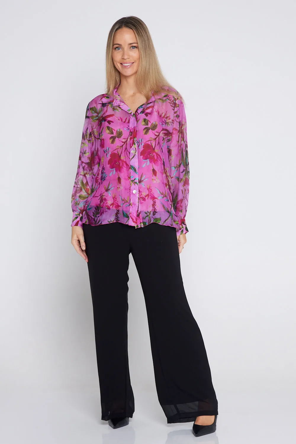 Imogen Silk Shirt - Hot Pink