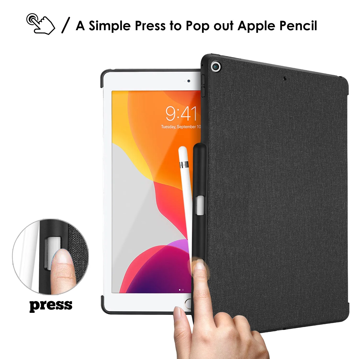 iPad 10.2" 7th Gen 2019/ 8th Gen 2020/ 9th Gen 2021 Back Case with Pencil Holder | ProCase