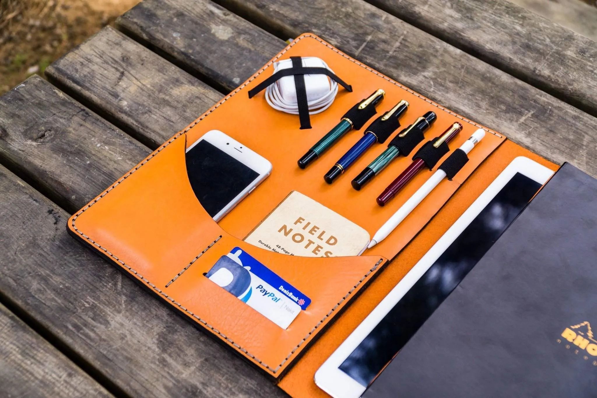 iPad Pro 12.9 & Letter/A4 Size Leather Padfolio - Orange