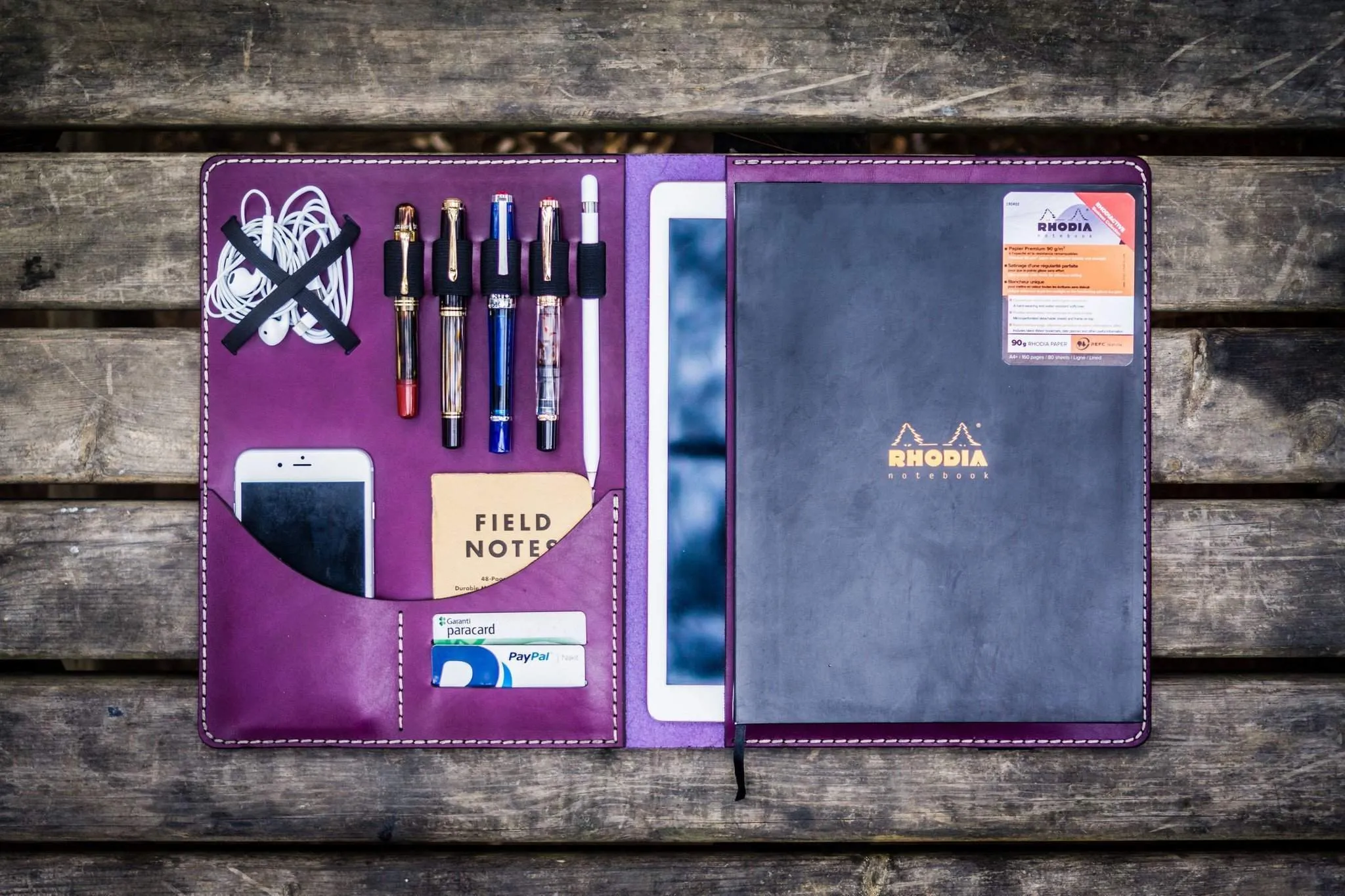 iPad Pro 12.9 & Letter/A4 Size Leather Padfolio - Purple