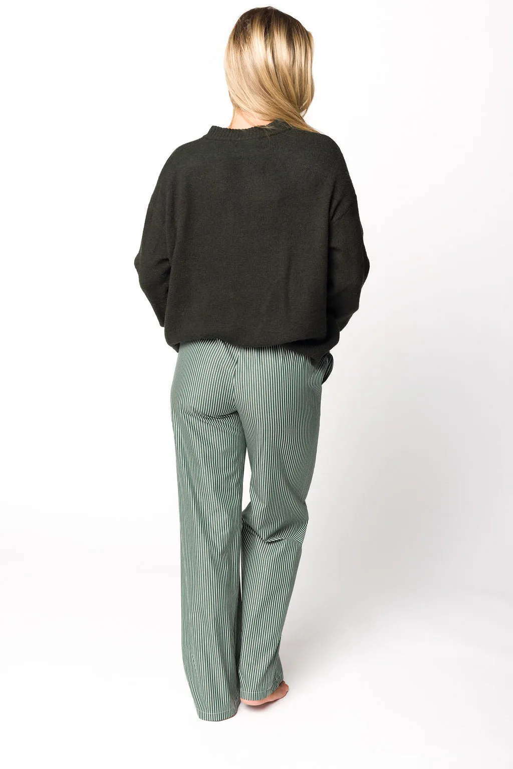 Jo Striped Pajama Pants in Forest Green