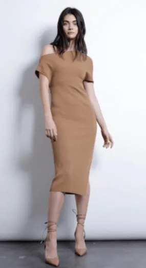 Karina Grimaldi Amber Knit Midi Dress in Camel