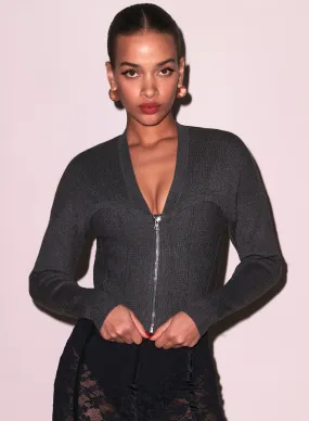 Knit Zip Bustier Cardigan