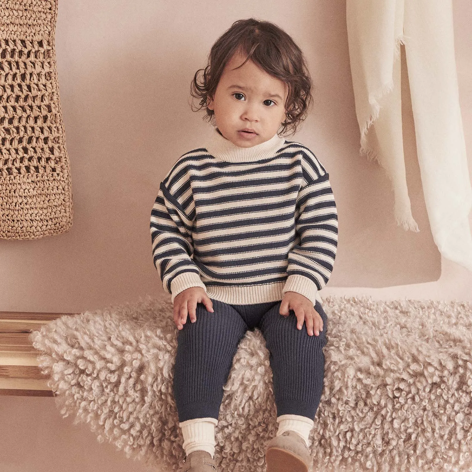 Knitted Striped Jumper & Leggings Outfit