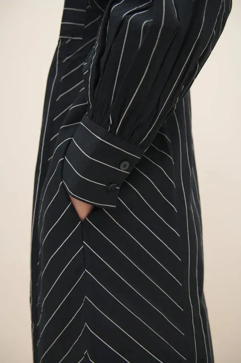 Kowtow Yves Shirt Dress - Navy Pinstripe