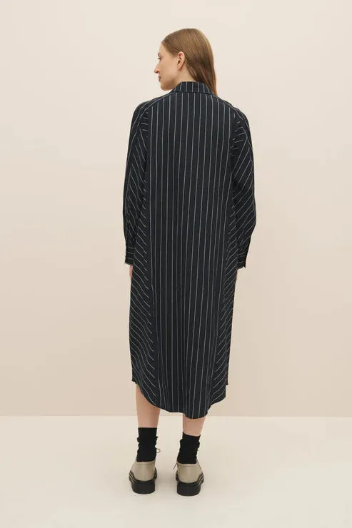 Kowtow Yves Shirt Dress - Navy Pinstripe