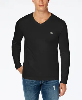 Lacoste Men's Casual Long Sleeve V-Neck Jersey T-Shirt ,  black