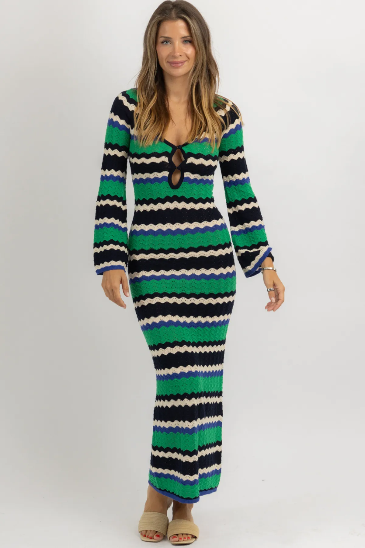 LEO GREEN KNIT MAXI DRESS