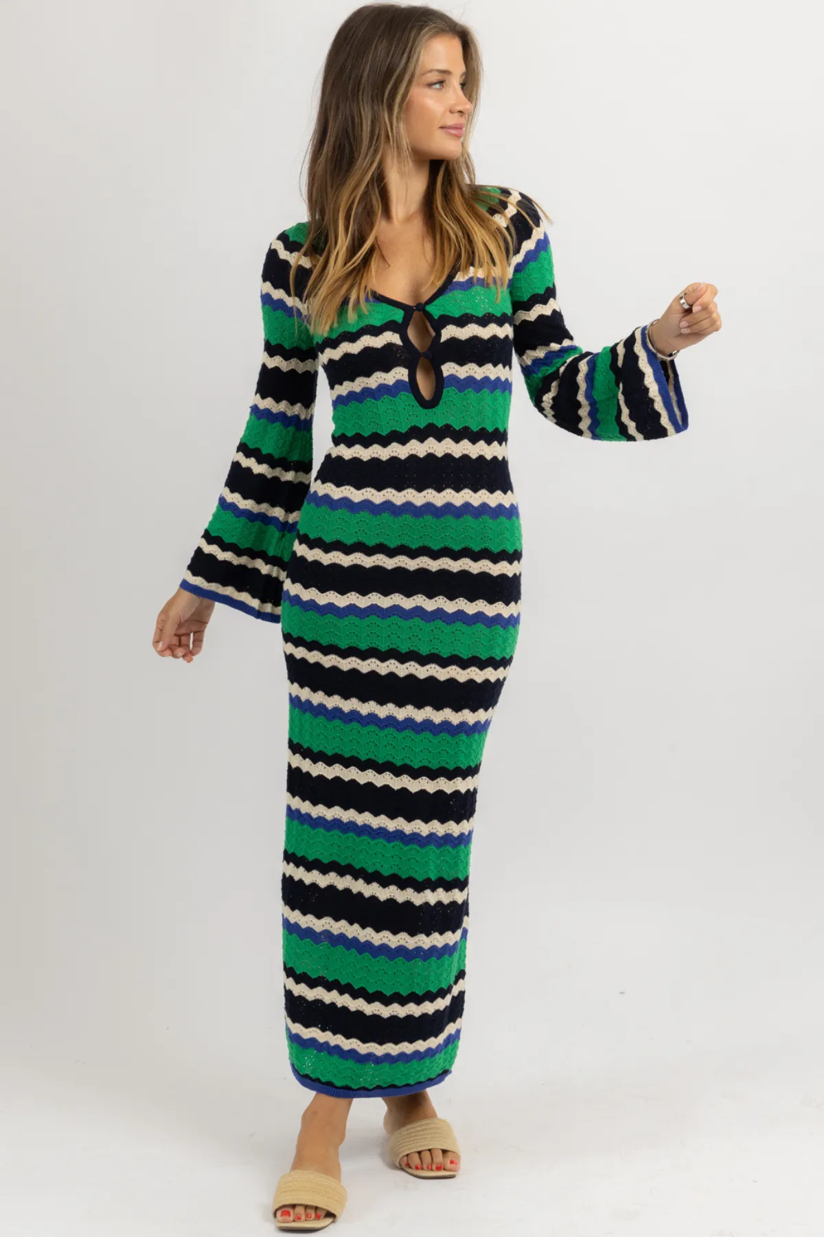 LEO GREEN KNIT MAXI DRESS