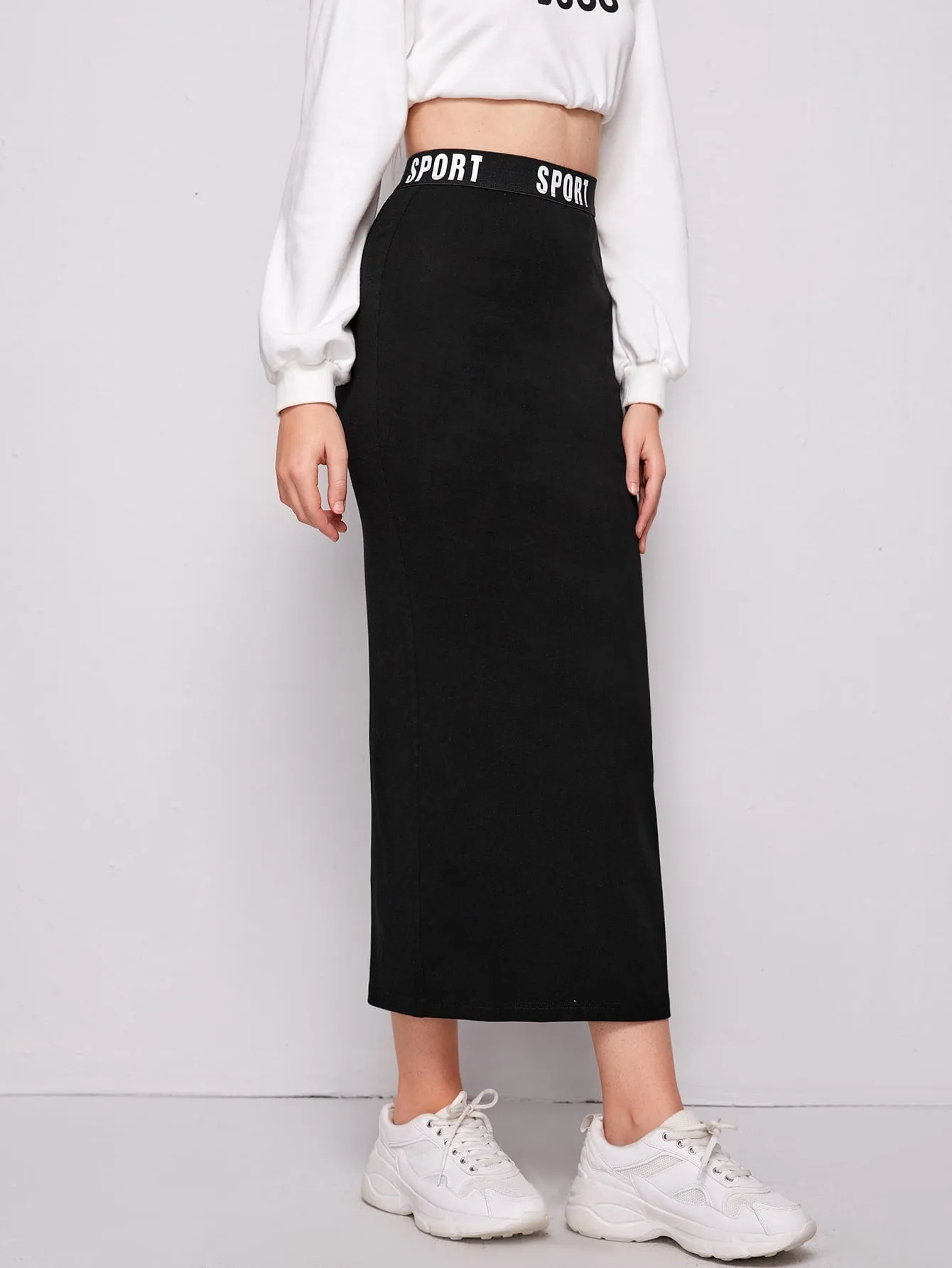 Letter Waist Pencil Skirt