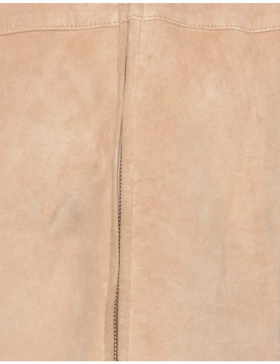 Light Brown Shearling Suede Jacket - L