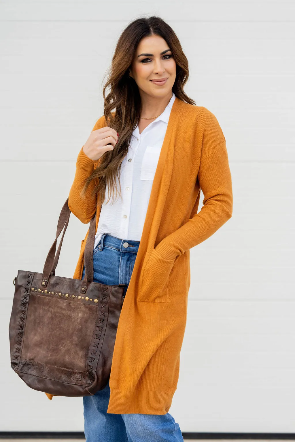 Lightly Waffled Tunic Cardigan