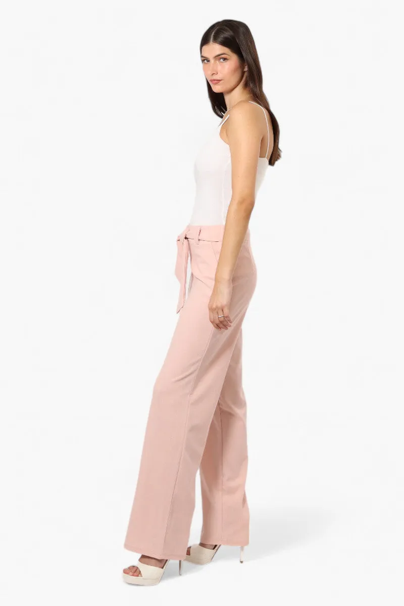 Limite Solid Belted Pants - Pink