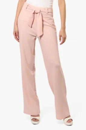 Limite Solid Belted Pants - Pink