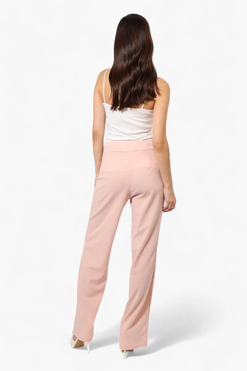 Limite Solid Belted Pants - Pink