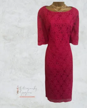 Linea Pink Lace Pencil Dress UK 16 US 12 EU 44 RRP £130