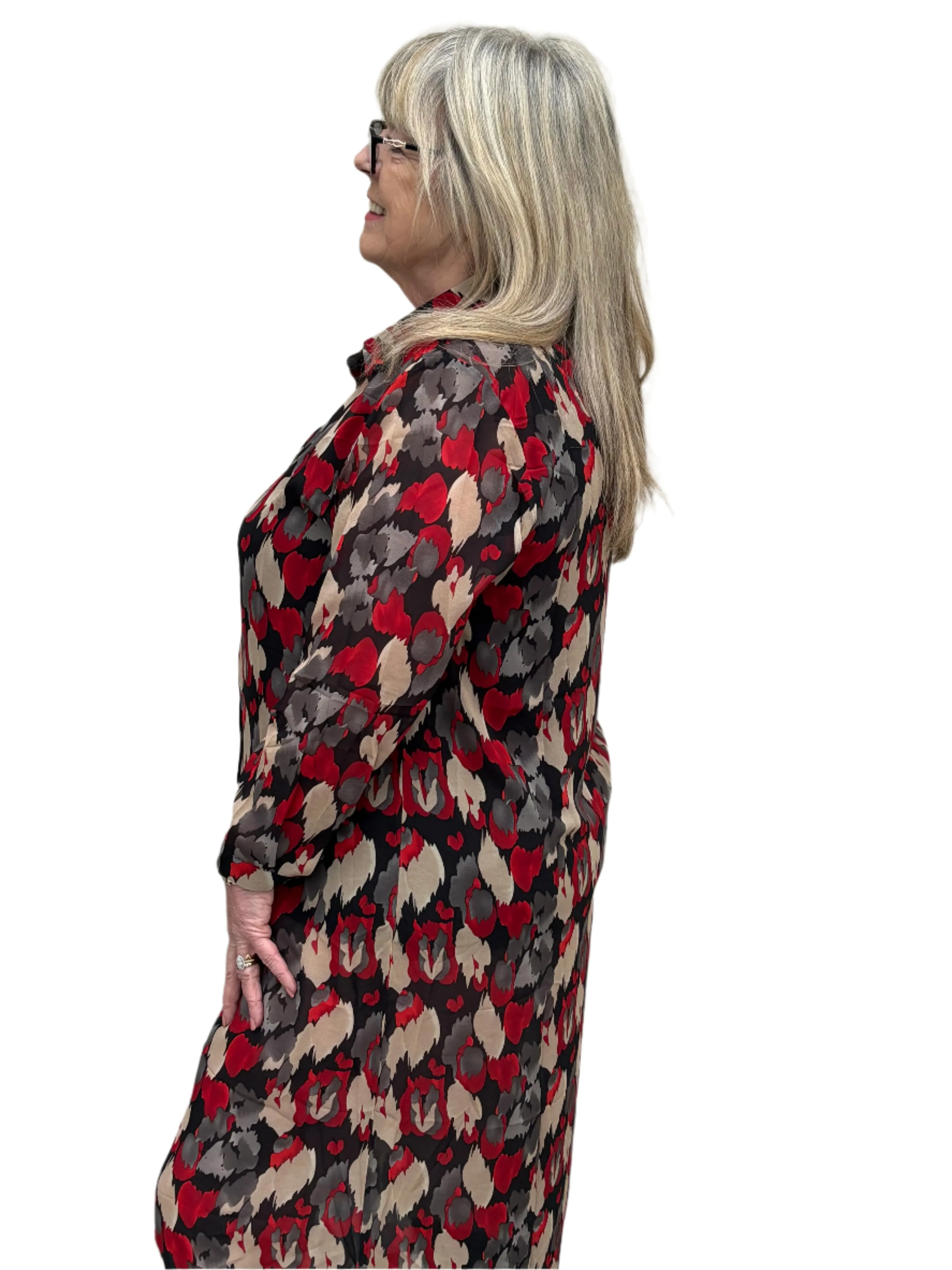 Malissa J WF1691 Black and Red Shirt Dress Black / Red