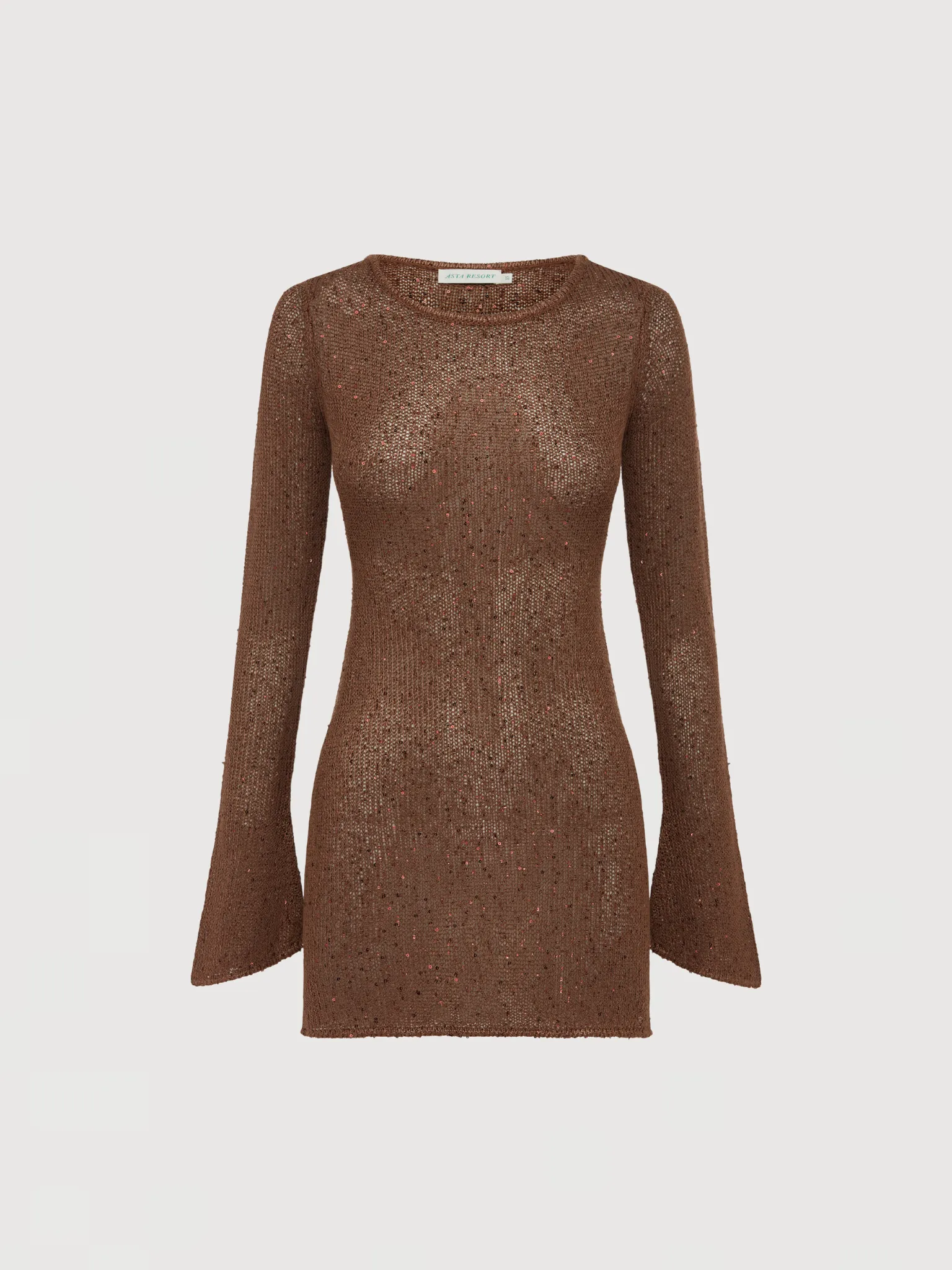 Maya Longsleeve Mini Dress - Chocolate Sequin